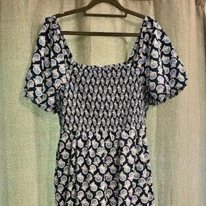 Jcrew Blue and White midi dress NWT